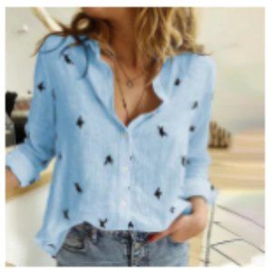 Tailored Etsy Blouse with sparrow print
